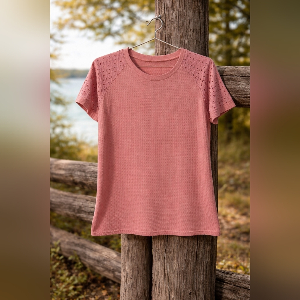 #42 Women’s XL Dusty Rose Pink Openwork Shoulder